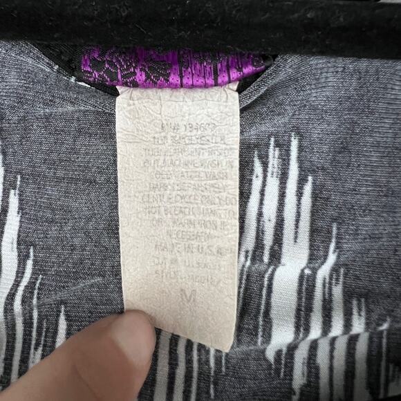 Vintage Agenda Black/White Geometric Print Elastic Waist‎ Blouse Made In USA M - Picture 5 of 7